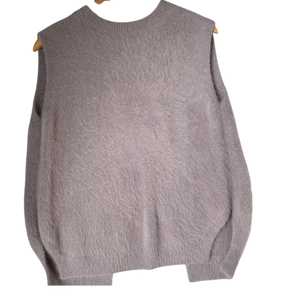 Blusher Fuzzy Sweater Vest Lilac Pullover Casual Top Layering‎ Medium Chic Comfy